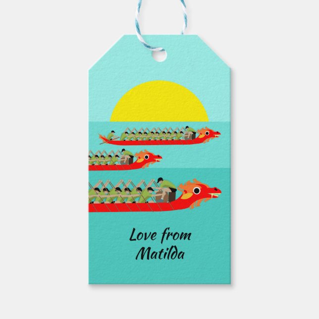 Étiquettes-cadeau Course de bateau dragon (Devant)