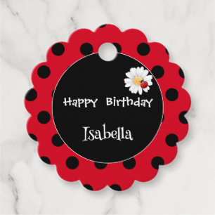 Étiquettes Cadeau Coute Polka point Ladybug Daisy Flower fête d'anni