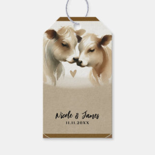 Étiquettes-cadeau Cow Love Brown Cream Mariage campagnard