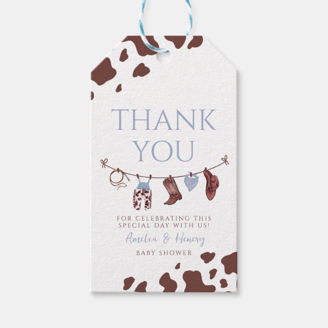 Étiquettes-cadeau Cowboy Wild West Rodeo Western Boy Baby shower (Devant)