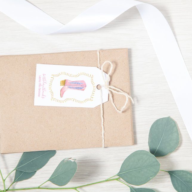 Étiquettes-cadeau Cowgirl Boot Western Anniversaire (Créateur téléchargé)