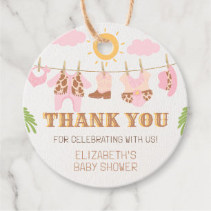 Étiquettes Cadeau Cowgirl Clothesline Western Baby shower Merci