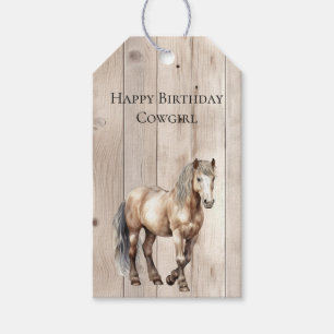 Étiquettes-cadeau Cowgirl Occidental Cheval Bois Faux