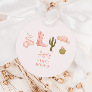 Étiquettes Cadeau Cowgirl rose fête d'anniversaire 1er Rodéo