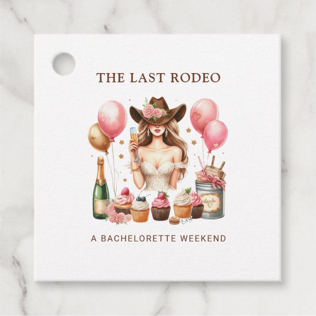 Étiquettes Cadeau Cowgirl Western Rodeo Bachelorette Fête des mariée (Devant)