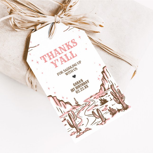 Étiquettes-cadeau Cowgirl Wild West Rodeo Anniversaire Fête Favorise (Cowgirl Rodeo Birthday Party Favor Tags)