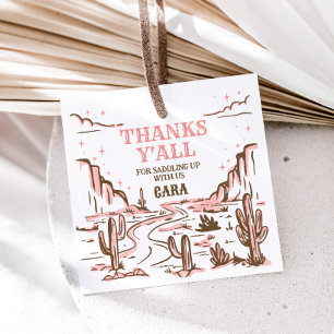 Étiquettes Cadeau Cowgirl Wild West Rodeo Carré de fête d'anniversai