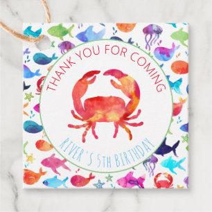 Étiquettes Cadeau Crabe sous la mer Rainbow Fish Merci