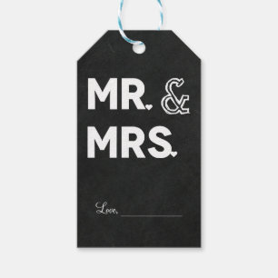 Étiquettes-cadeau Craie de tableau noir Mariés Fiançailles M. & Mme.