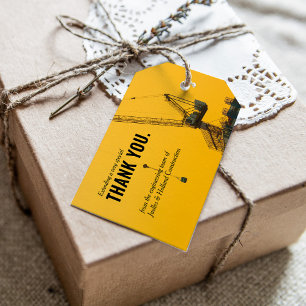 Étiquettes-cadeau Crane couchant   Merci à thème de construction