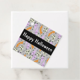 Étiquettes Cadeau Crâne de chauve-souris fantôme Halloween mignon mo