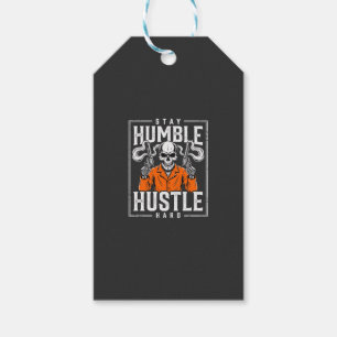 Étiquettes-cadeau Crâne d'Halloween Reste Humble Travaille Dur