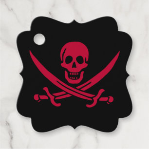 Étiquettes Cadeau Crâne et épées de Crimson Drapeau pirate de Calico