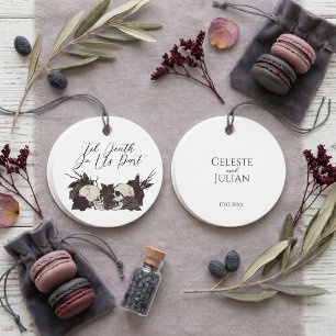 Étiquettes Cadeau Crâne et Rose Gothiques Ronds