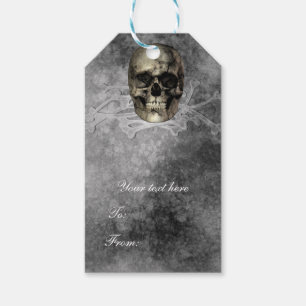 Étiquettes-cadeau Crâne et une pile d'os Halloween Gothic Party