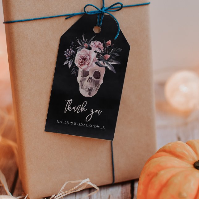 Étiquettes-cadeau Crâne floral Halloween Fête des mariées Favoriser (Créateur téléchargé)