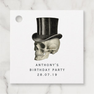 Étiquettes Cadeau Crâne gothique victorien mauve et noire