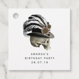 Étiquettes Cadeau Crâne gothique victorien mauve et noire