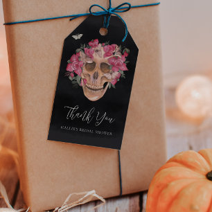 Étiquettes-cadeau Crâne rose floral Halloween Fête des mariées Favor