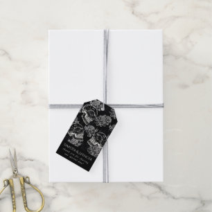 Étiquettes-cadeau Crânes et Roses à la Craie Remerciements Gothiqu