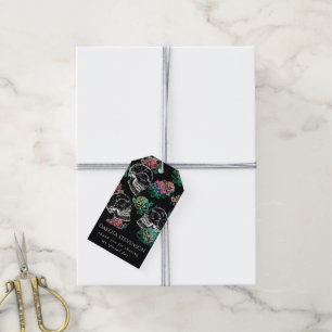 Étiquettes-cadeau Crânes et Roses d'Ombre   Remerciements Gothiques 