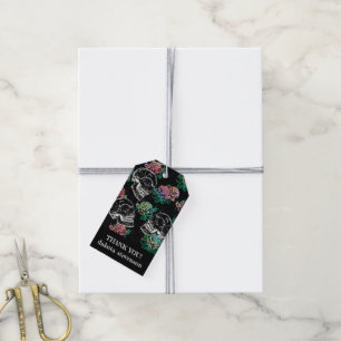 Étiquettes-cadeau Crânes et Roses Ombre   Remerciements Gothique Gla