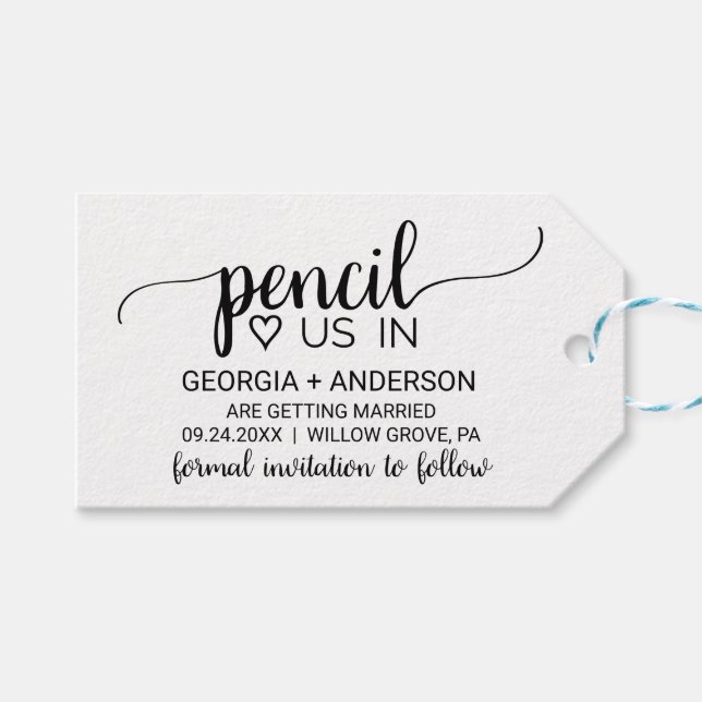 Étiquettes-cadeau Crayon de calligraphie noir simple Enregistrer la  (Devant (Horizontal))