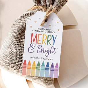 Étiquettes-cadeau Crayon de fête Joyeux et Lumineux
