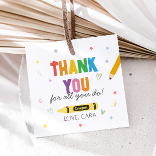 Étiquettes Cadeau Crayons Appréciation de l'enseignant Merci Carré