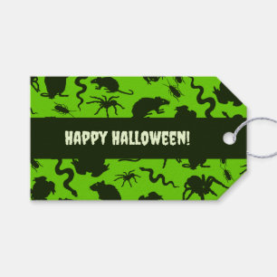 Étiquettes-cadeau Créatures rampantes Joyeux Halloween ! Motif noir