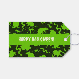 Étiquettes-cadeau Créatures rampantes Joyeux Halloween ! Motif vert