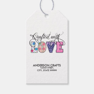 Étiquettes-cadeau Créé avec amour noir Script ID193