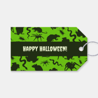 Étiquettes-cadeau Creepy Crawlies Happy Halloween! Black Pattern