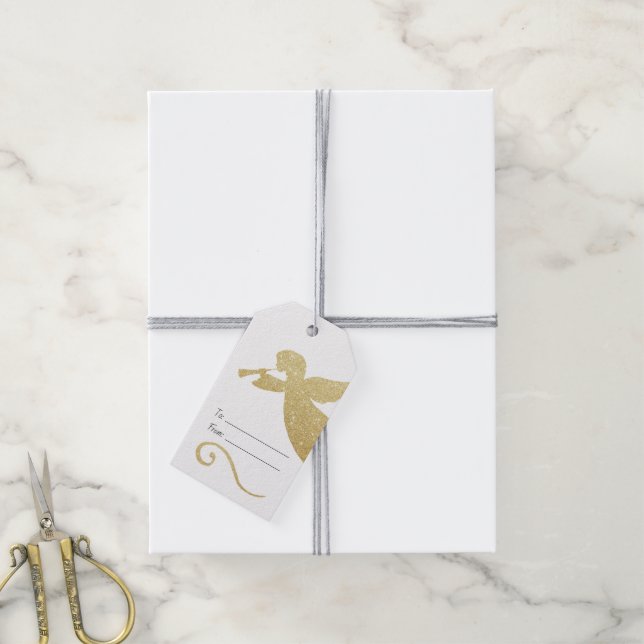 Étiquettes-cadeau Créez Votre Propre Ange Doré Étincelant (Avec de la ficelle)