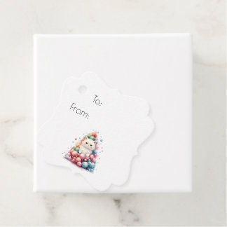 Étiquettes Cadeau Créez Votre Propre Arbre de Noël au Chat Blanc Mig