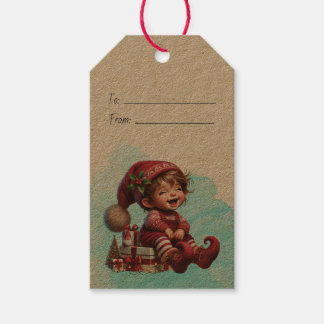 Étiquettes-cadeau Créez Votre Propre Gnome de Noël Vintage qui Rit