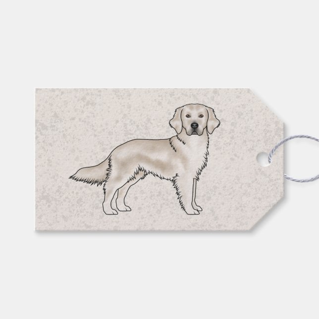 Étiquettes-cadeau Crème anglaise Golden Retriever mignon chien de de (Devant (Horizontal))