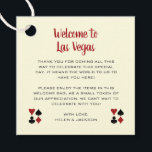Étiquettes Cadeau Creme Bienvenue à Las Vegas Welcome Basket Mariage<br><div class="desc">Se marier à Las Vegas ? Ces étiquettes rouges et noires sur la crème de bienvenue ajouteraient parfaitement à la corbeille de bienvenue ou au sac de bienvenue de votre hôtel. Personnalisez avec votre propre texte sincère.</div>
