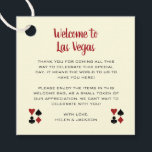 Étiquettes Cadeau Creme Bienvenue à Las Vegas Welcome Basket Mariage<br><div class="desc">Se marier à Las Vegas ? Ces étiquettes rouges et noires sur la crème de bienvenue ajouteraient parfaitement à la corbeille de bienvenue ou au sac de bienvenue de votre hôtel. Personnalisez avec votre propre texte sincère.</div>