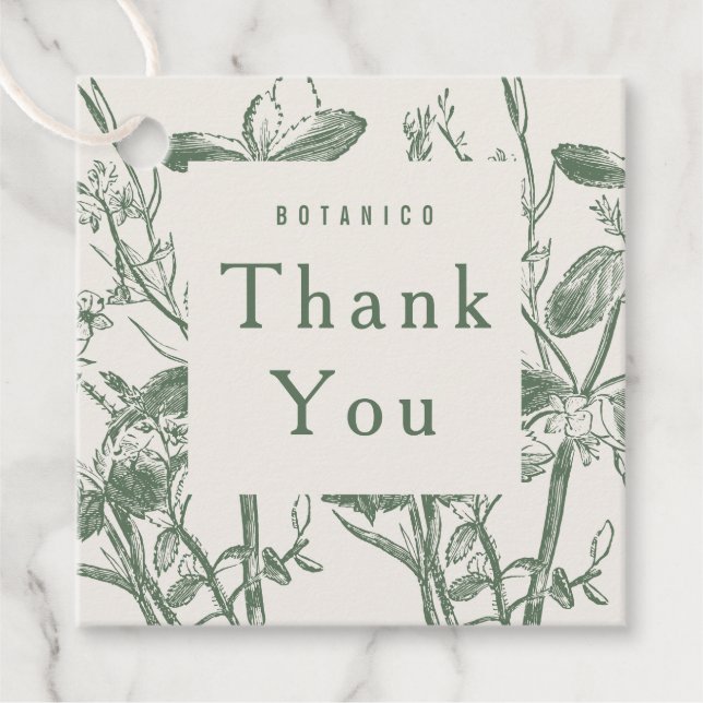 Étiquettes Cadeau Crème Botanique Flore Merci Moderne Favorise (Devant)