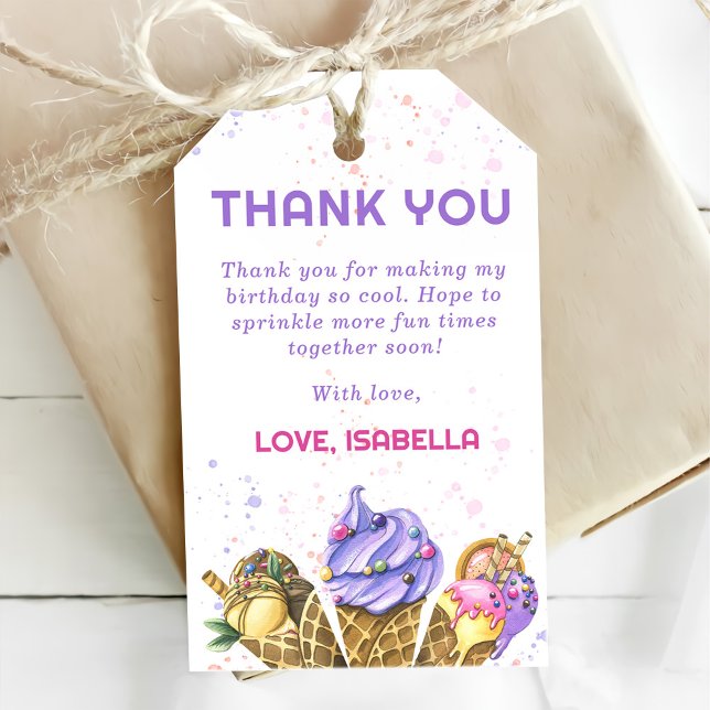 Étiquettes-cadeau Crème de glace 1er fête d'anniversaire (Créateur téléchargé)