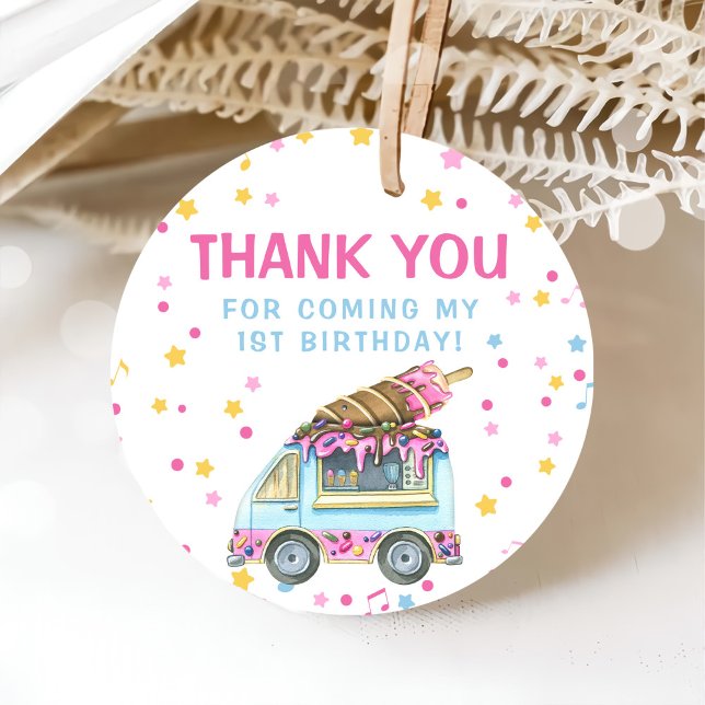 Étiquettes Cadeau Crème de glace 1er fête d'anniversaire (Créateur téléchargé)