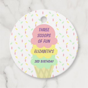 Étiquettes Cadeau Crème de glace 3e anniversaire