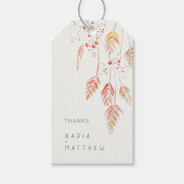 Étiquettes-cadeau crème d'orange de baies d'herbes mariages (Devant)