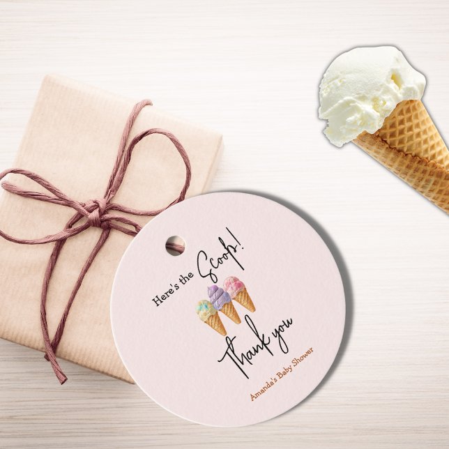 Étiquettes Cadeau Crème glacée douce été ici Baby shower Scoop (Créateur téléchargé)