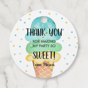 Étiquettes Cadeau Crème glacée Mint bleu Jaune Sweet Boy Anniversair