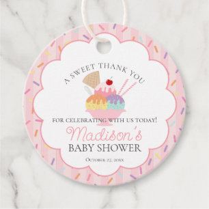 Étiquettes Cadeau Crème glacée Sundae Parsemé de Baby shower d'amour