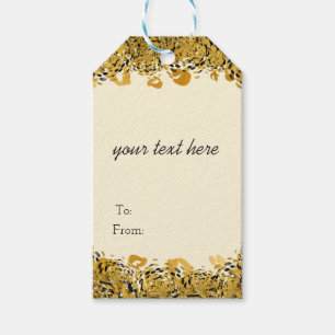 Étiquettes-cadeau Crème glam Cheetah Gold & Black Exotic Jungle
