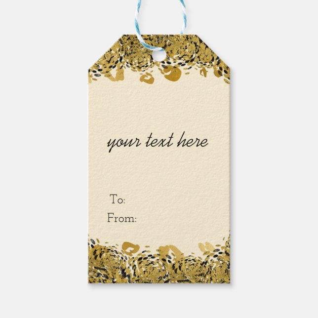 Étiquettes-cadeau Crème glam Cheetah Gold & Black Exotic Jungle (Devant)