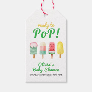 Étiquettes-cadeau Crème Jaune Verte Prêt À Pop Baby shower